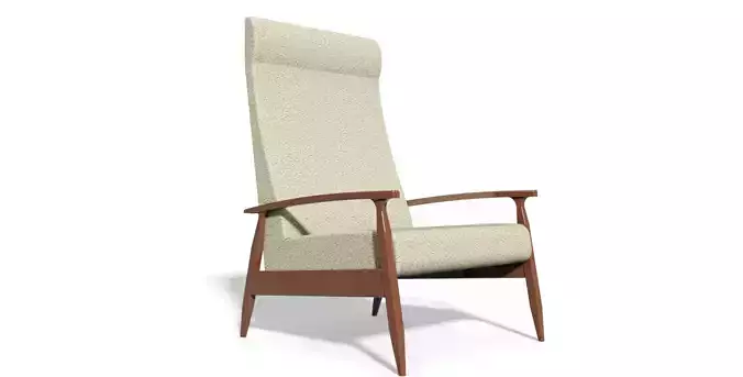 Chair recliner with fabric and wooden legs