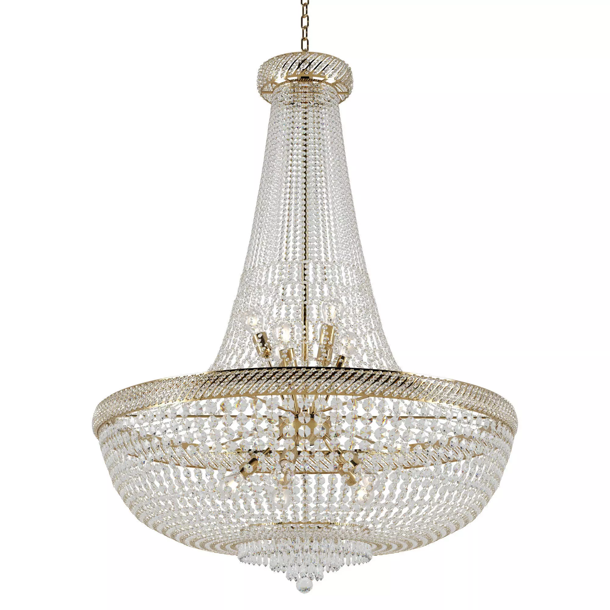 BariE15100200G chandelier with crystals and gold finish 3D model_0