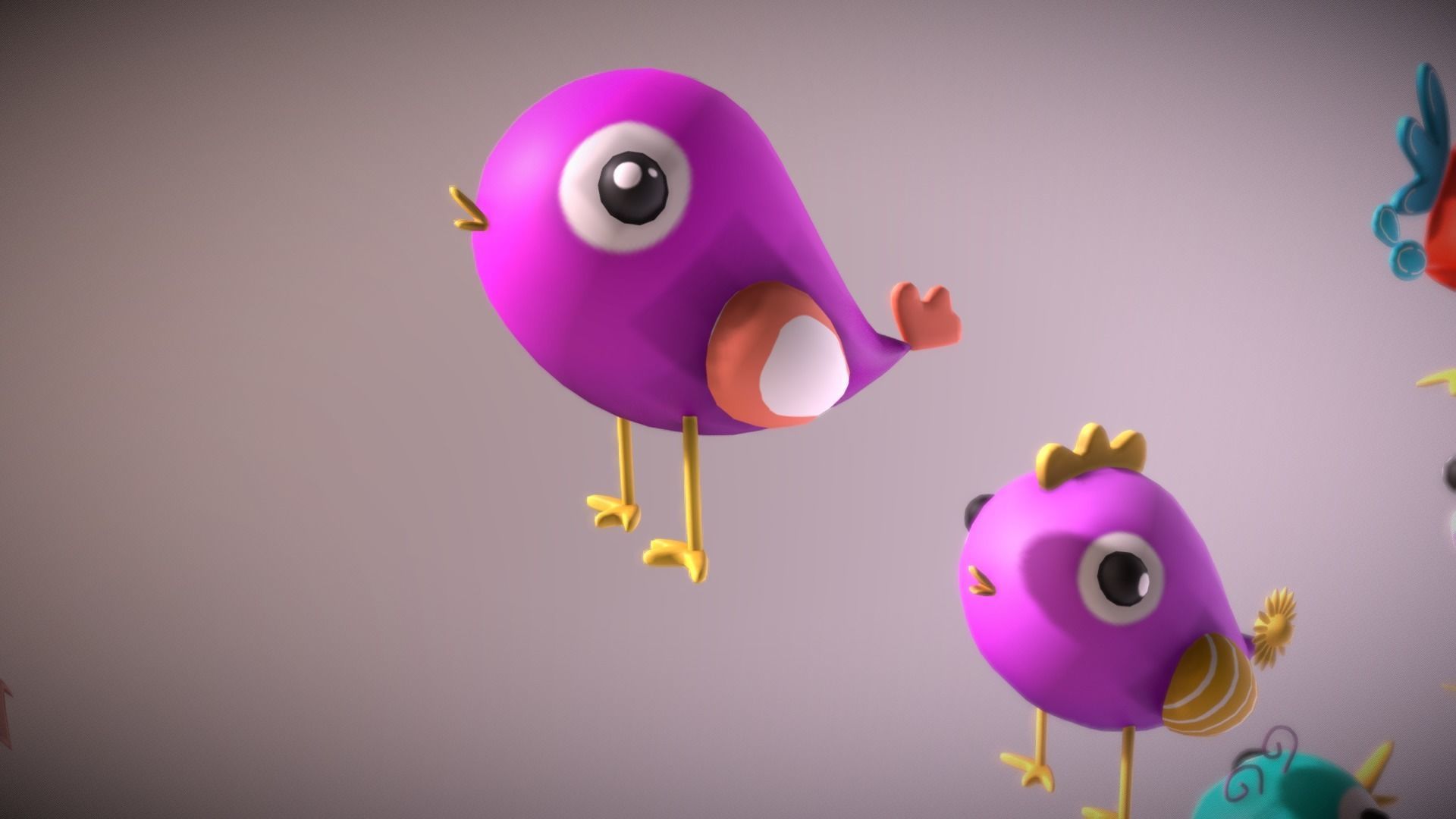 Cartoon Bird Low-poly 3D model_10
