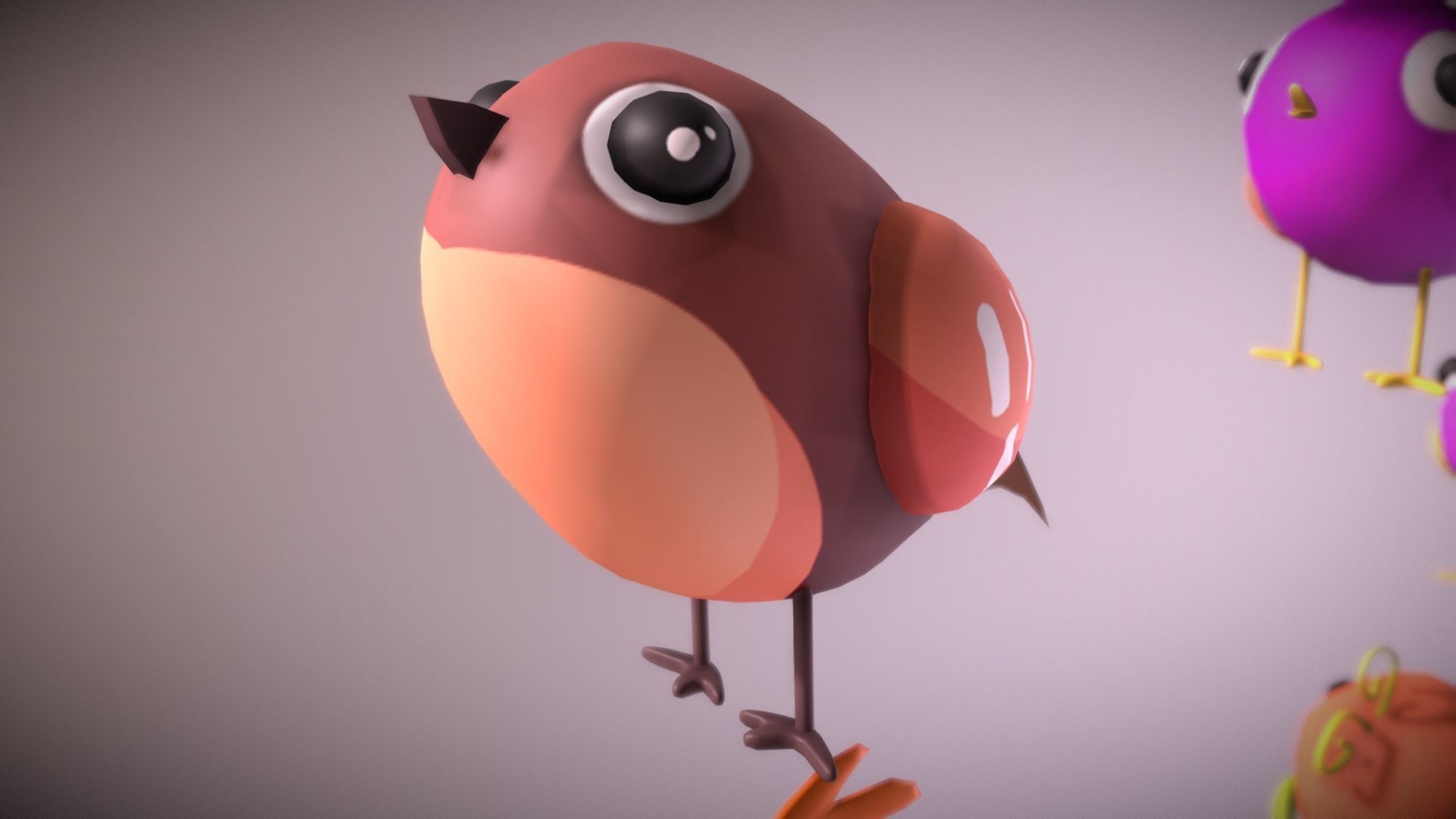 Cartoon Bird Low-poly 3D model_9
