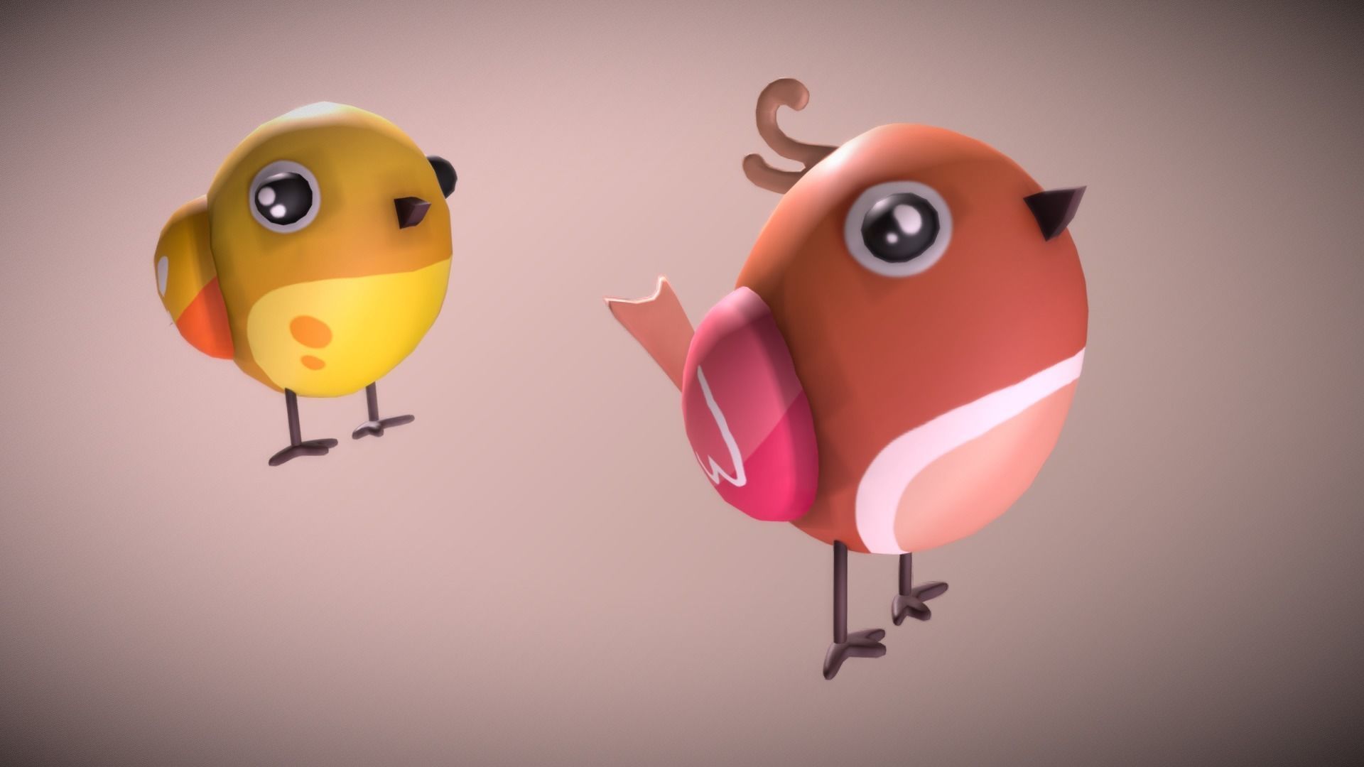 Cartoon Bird Low-poly 3D model_6