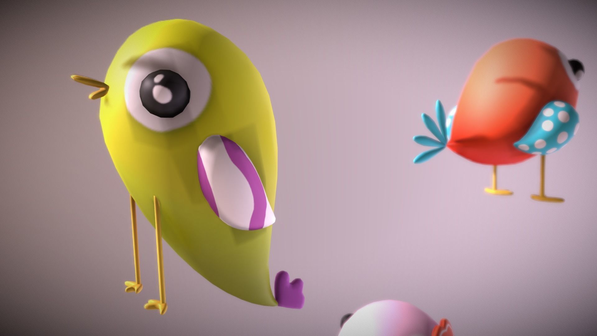 Cartoon Bird Low-poly 3D model_3