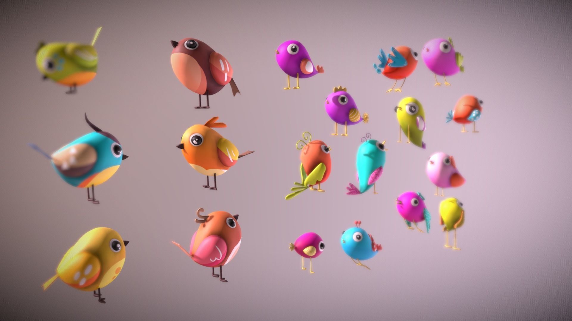 Cartoon Bird Low-poly 3D model_15