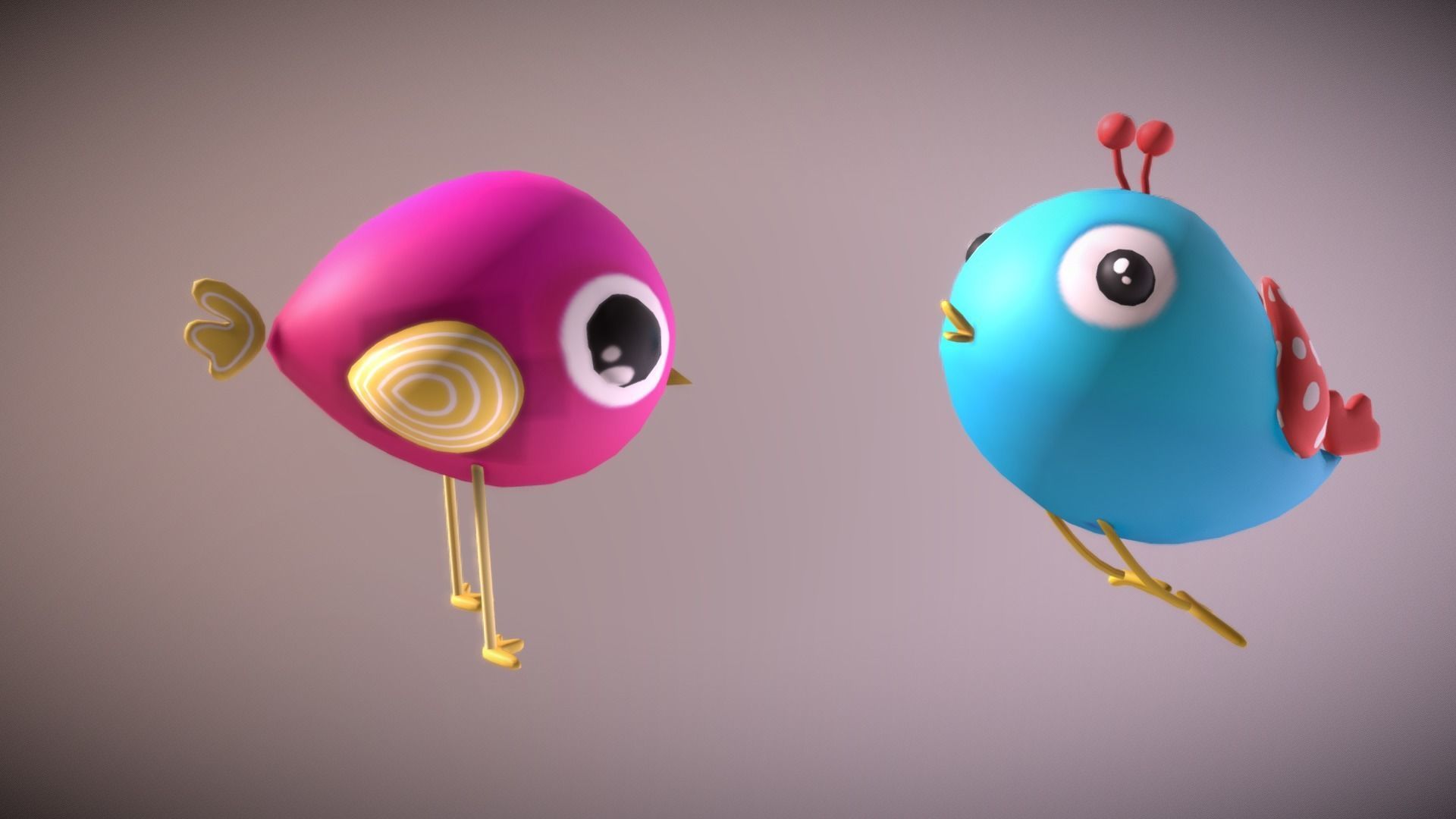Cartoon Bird Low-poly 3D model_5