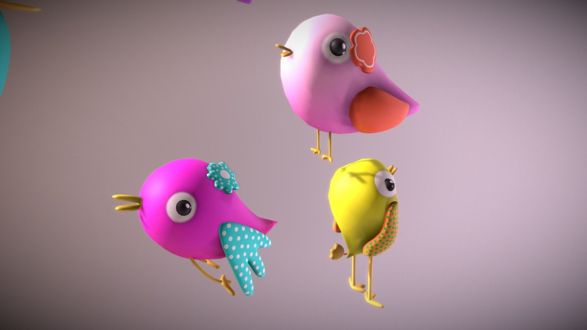 Cartoon Bird Low-poly 3D model_4