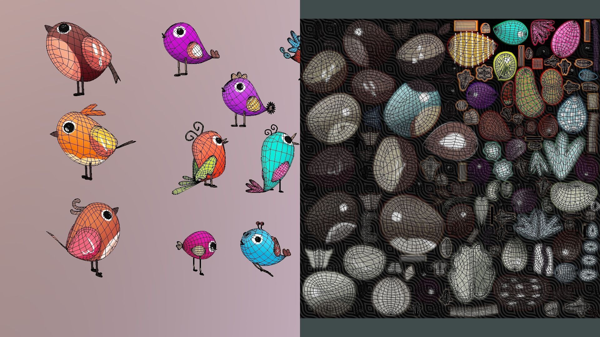 Cartoon Bird Low-poly 3D model_7