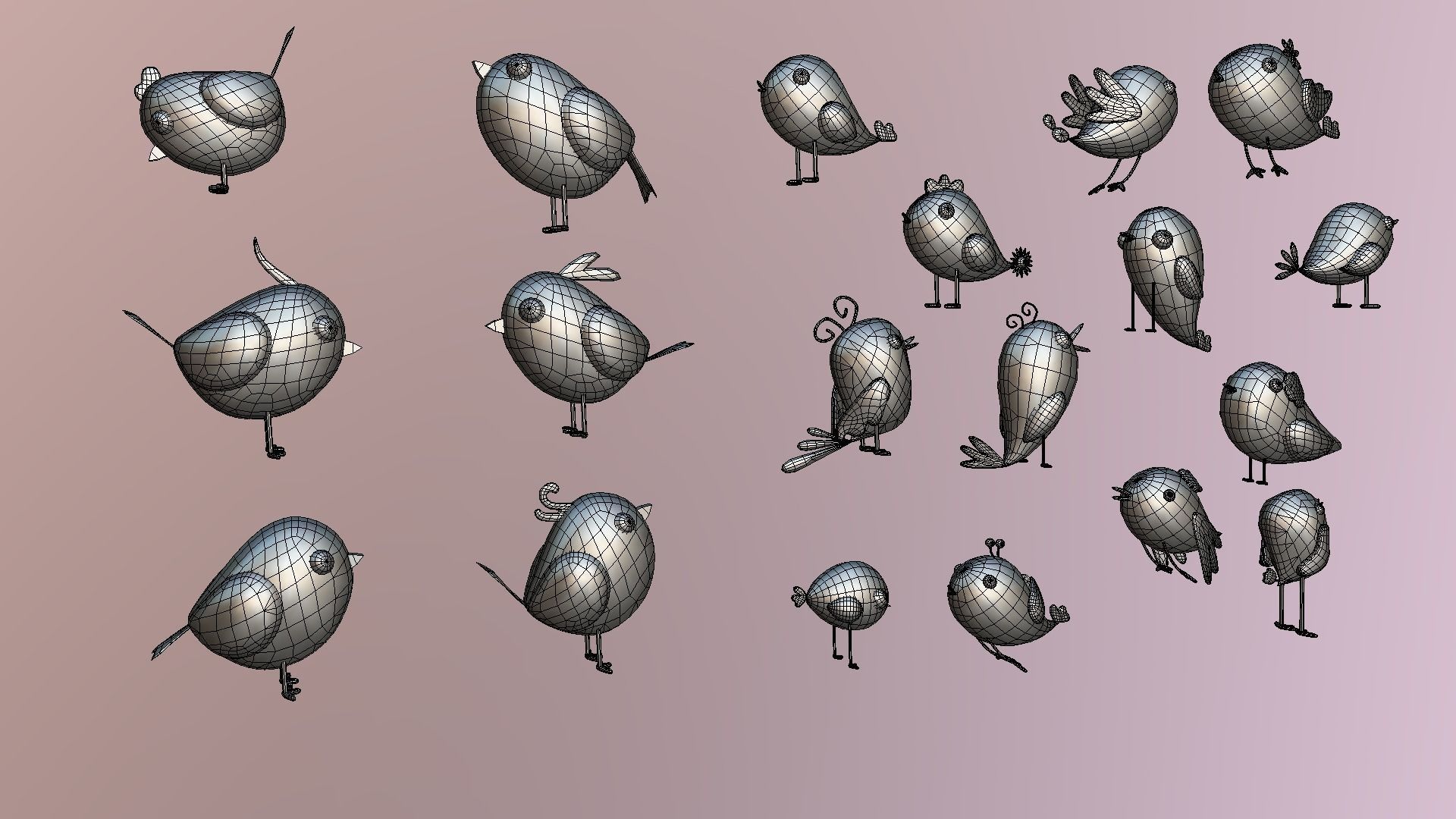 Cartoon Bird Low-poly 3D model_2