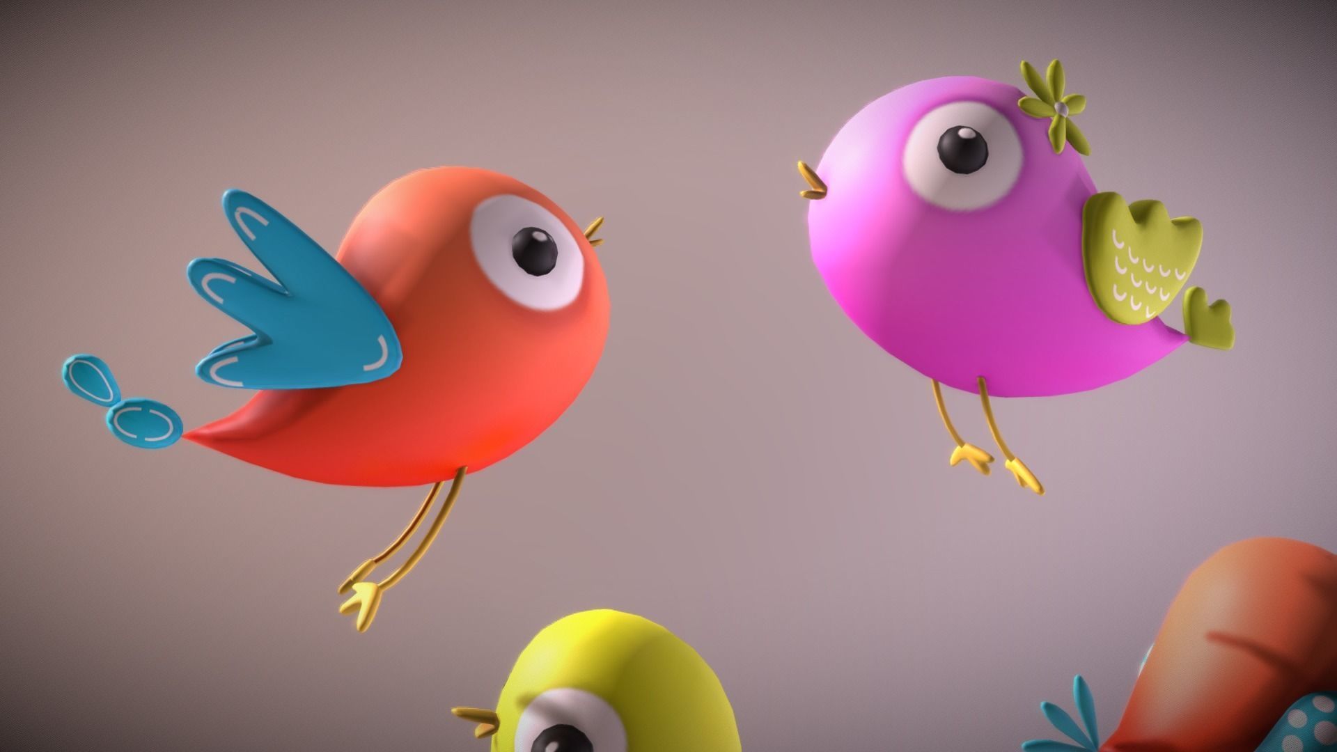 Cartoon Bird Low-poly 3D model_11