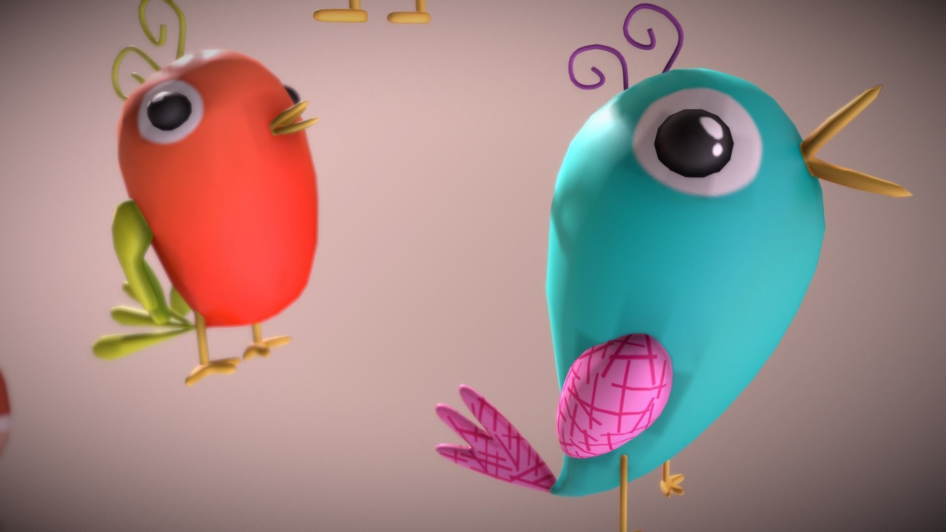 Cartoon Bird Low-poly 3D model_14