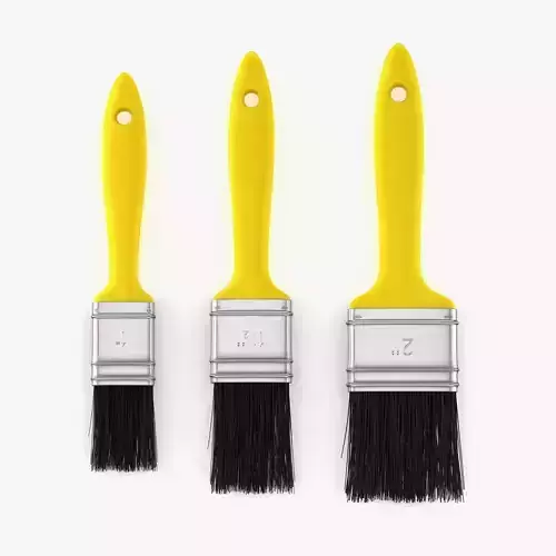3 Brushes Set paint brush 3D model