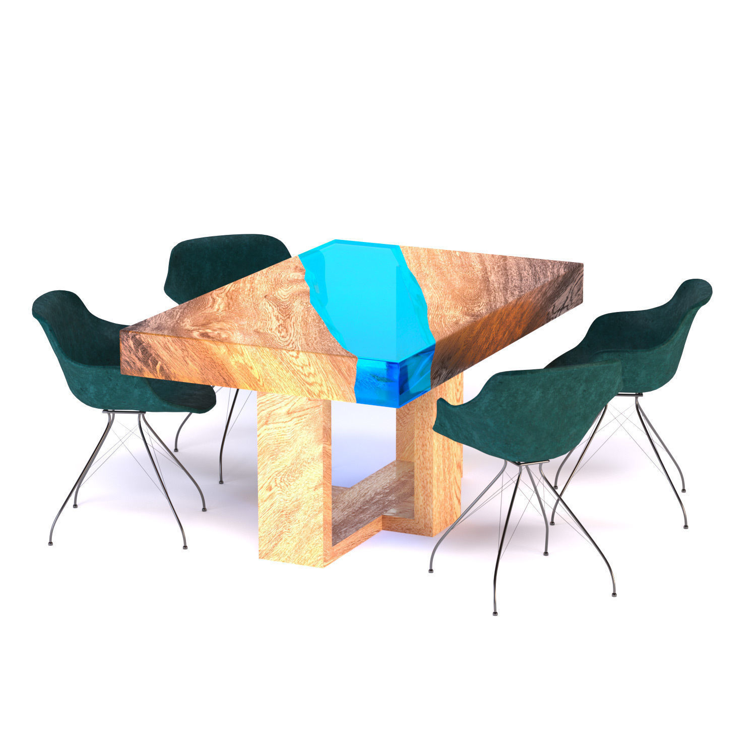Resin river coffe table 3D model_4