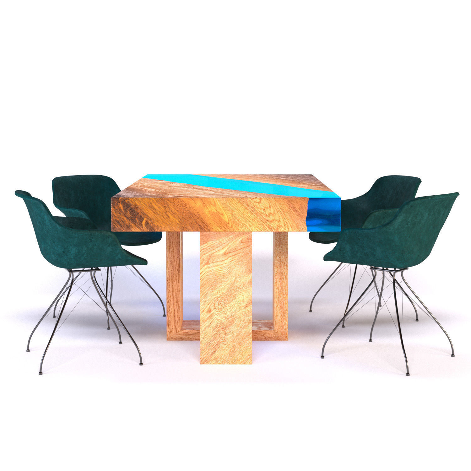 Resin river coffe table 3D model_2