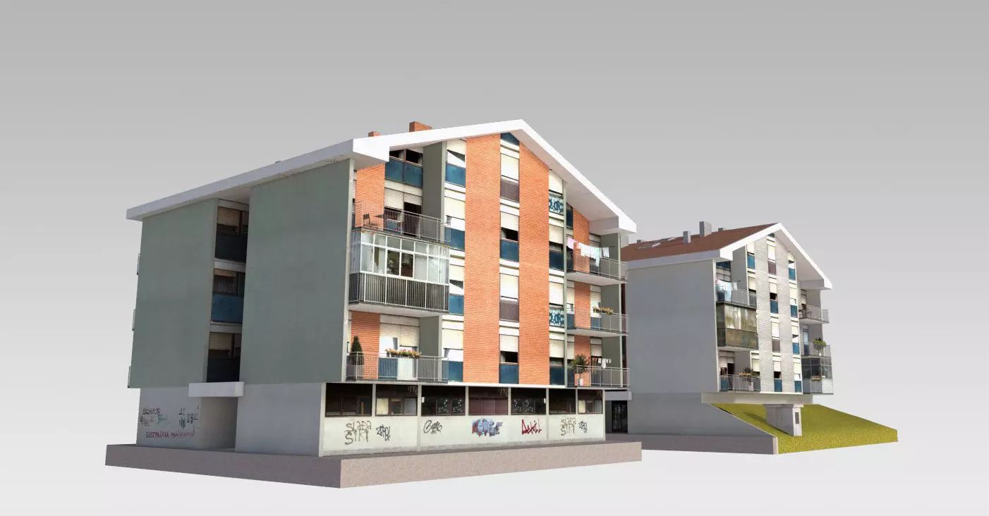 Suburban Condos 1 Low-poly 3D model_0