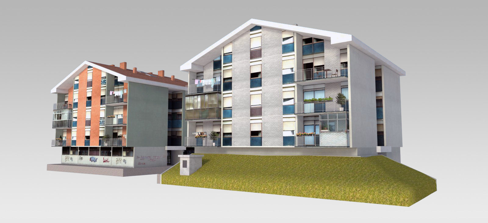 Suburban Condos 1 Low-poly 3D model_1