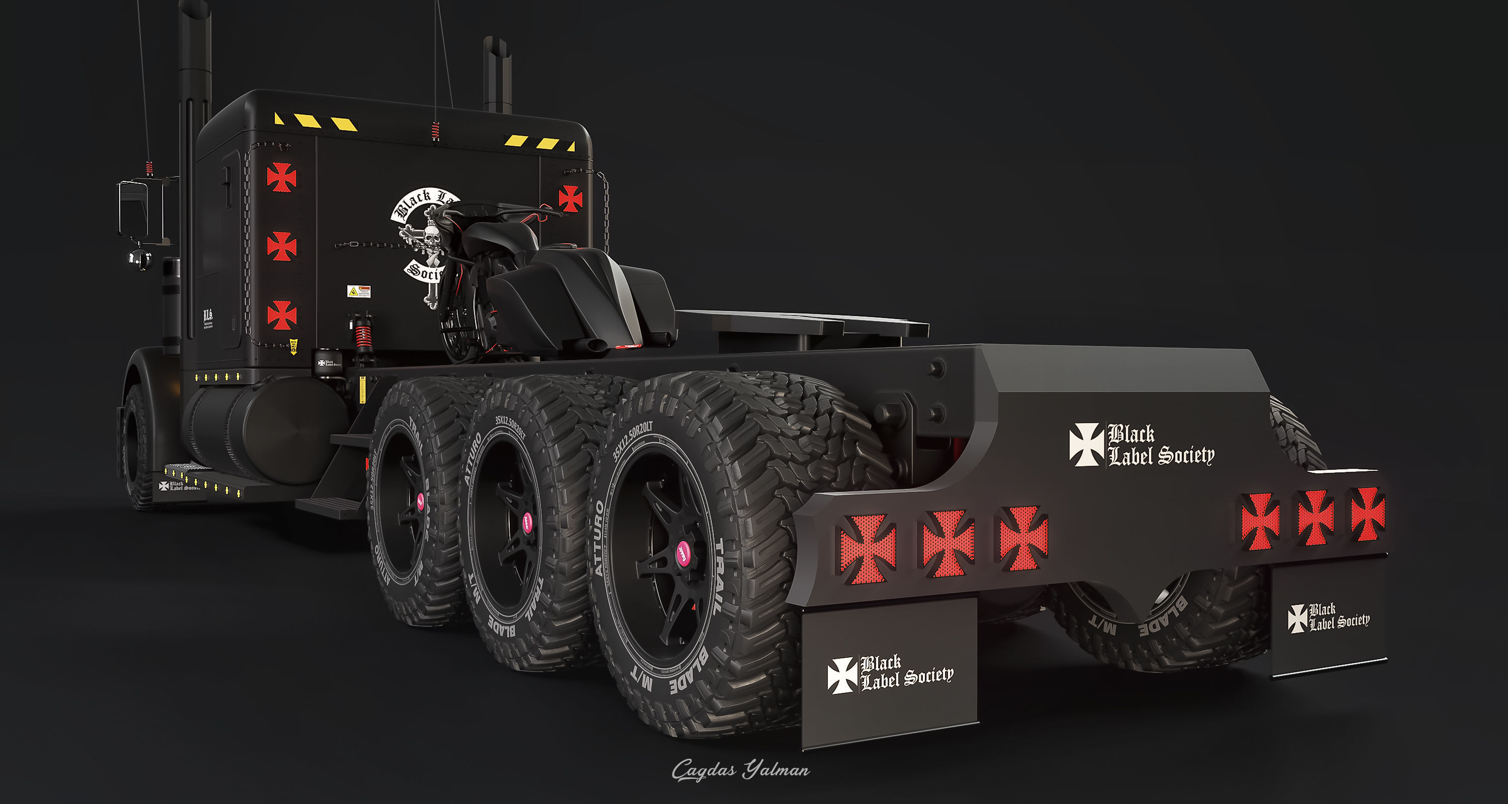 Peterbilt 389  Black Label Society  High Poly 3D model_3