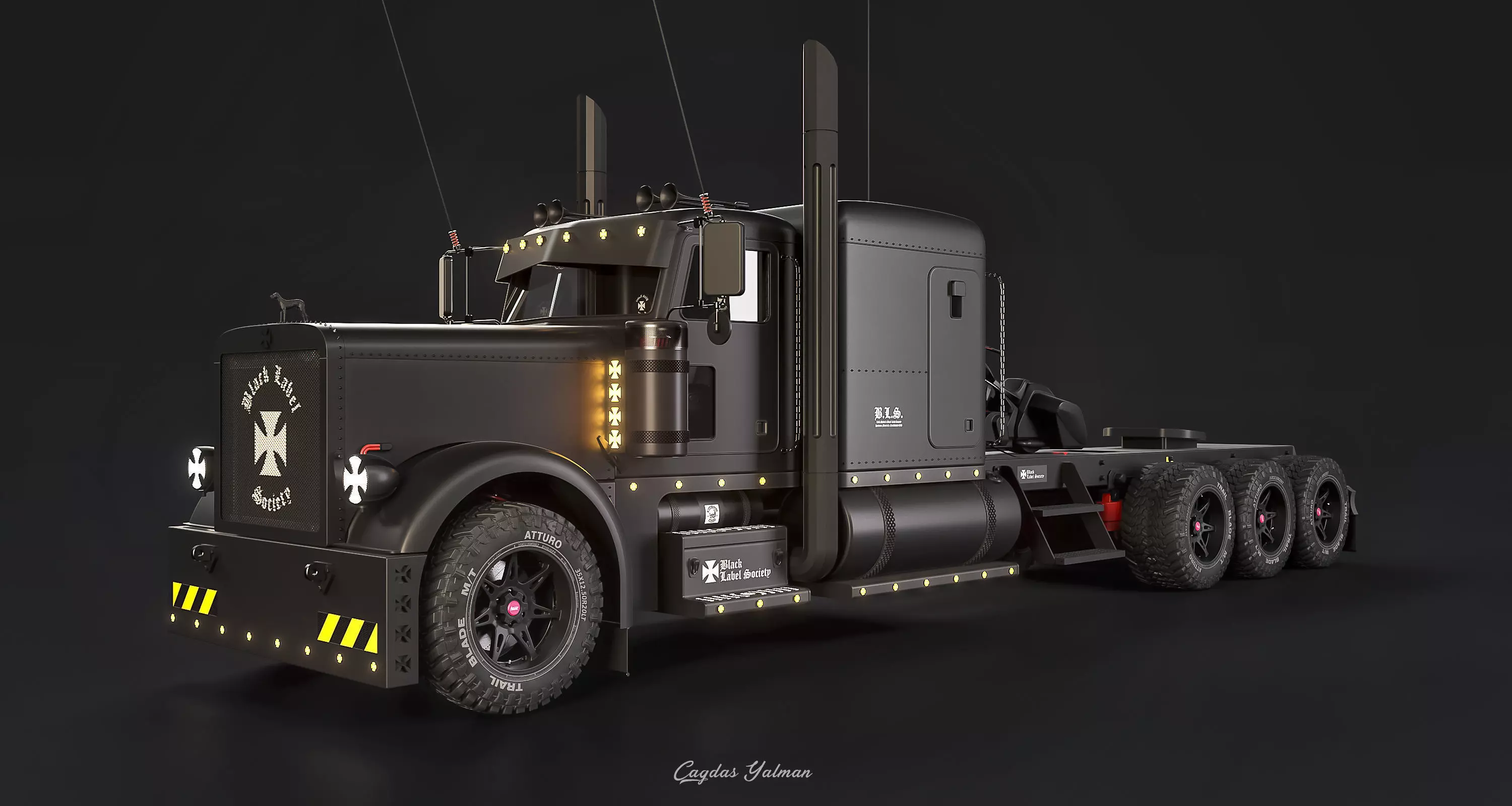 Peterbilt 389  Black Label Society  High Poly 3D model_0