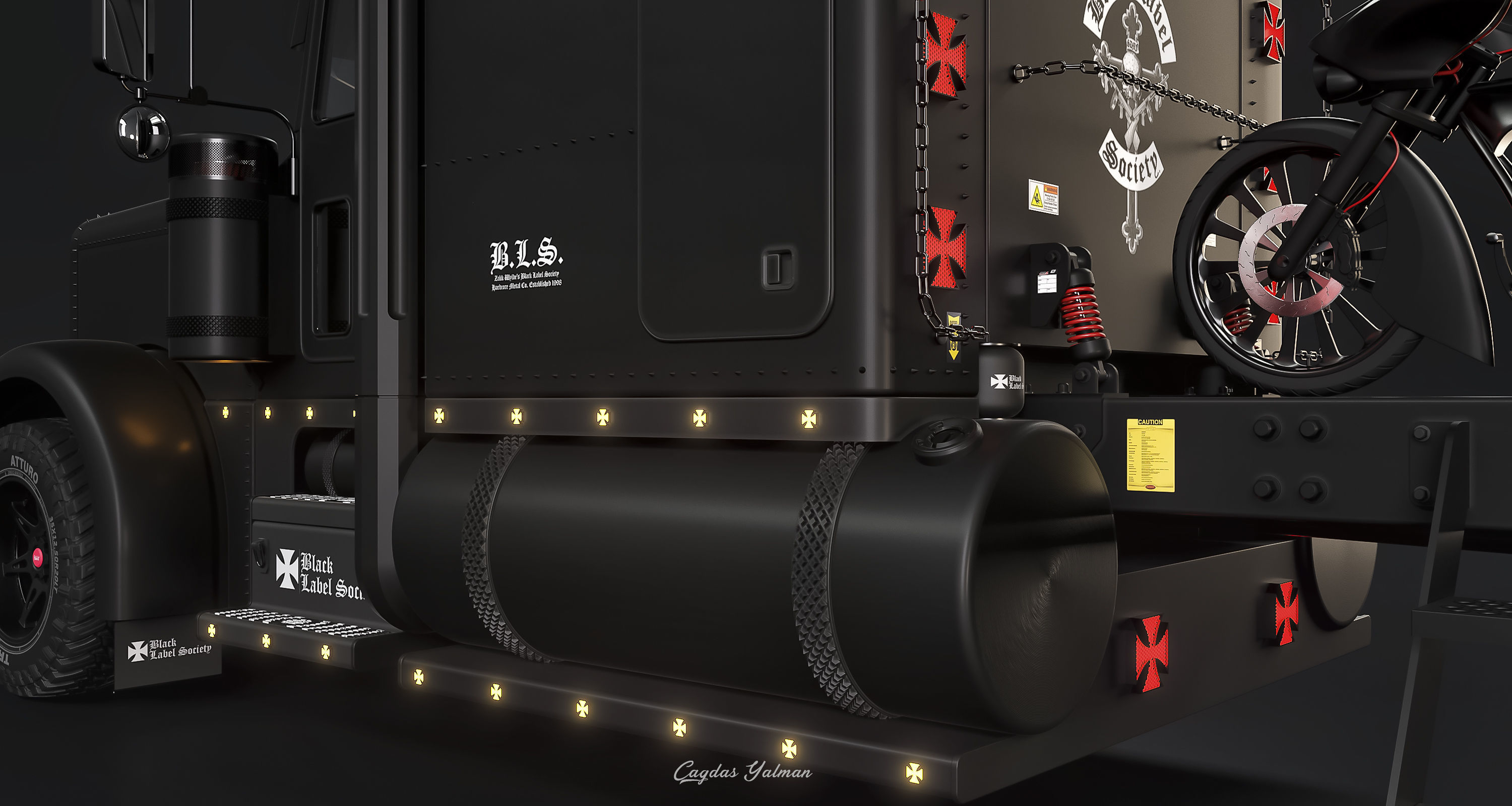 Peterbilt 389  Black Label Society  High Poly 3D model_7