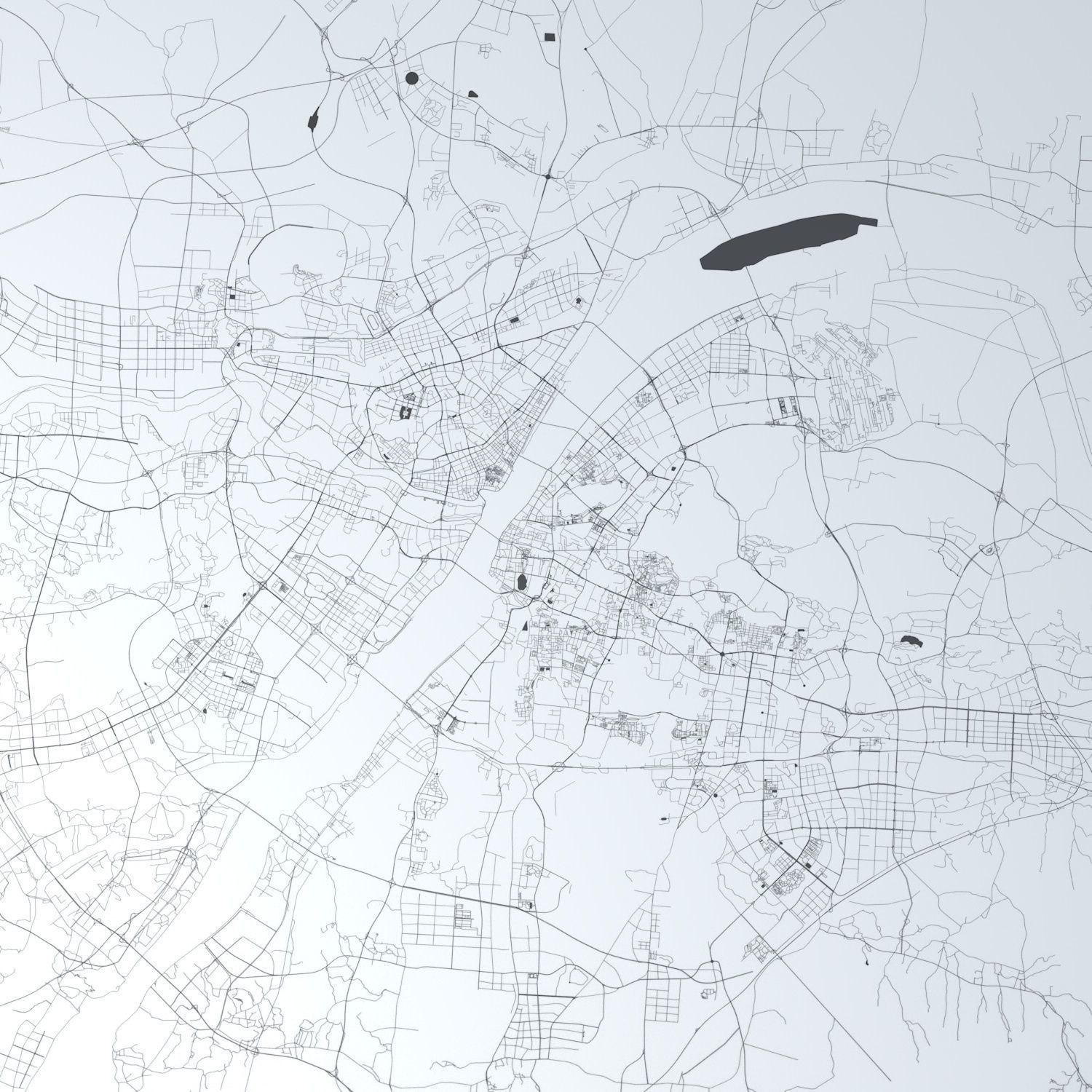 Wuhan Road Network and Streets 3D model_1