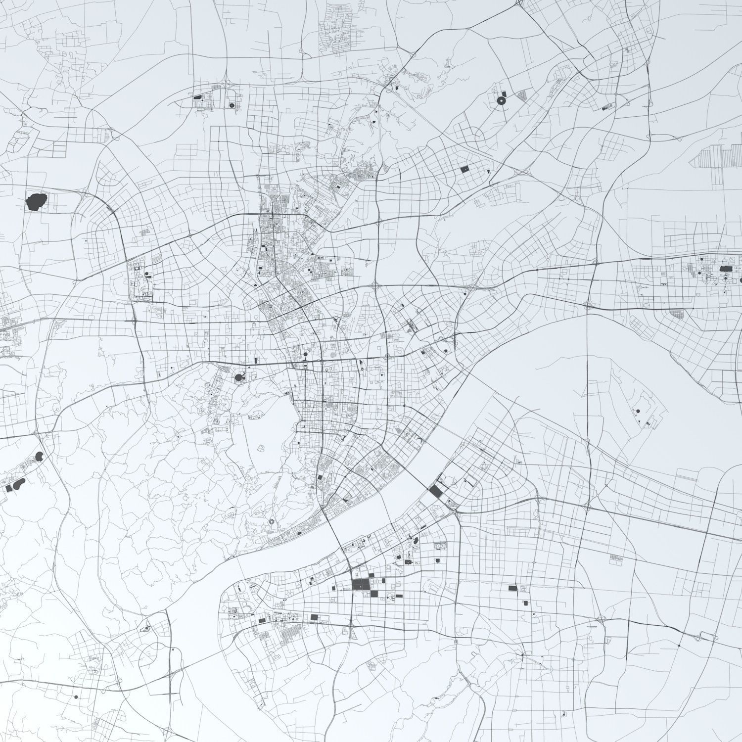 Hangzhou Road Network and Streets 3D model_8