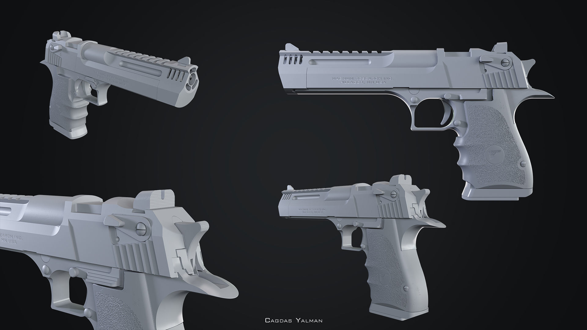 Desert Eagle  L5 Custom - High Poly Model 3D model_4