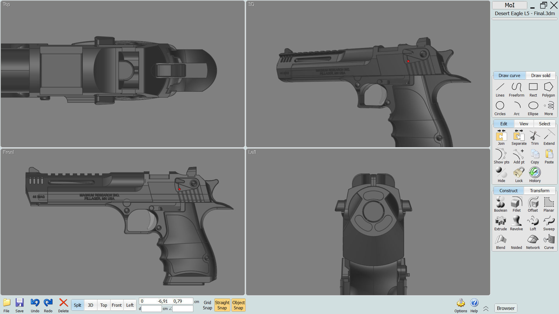 Desert Eagle  L5 Custom - High Poly Model 3D model_5