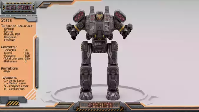 Spartan BattleMech Low-poly 3D model
