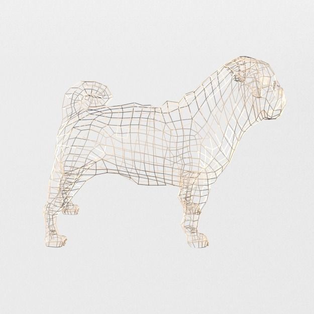 Dog Pug Low-poly 3D model_7