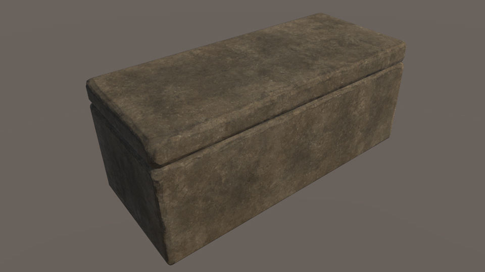 Tomb 3 - PBR concrete box Low-poly 3D model_5