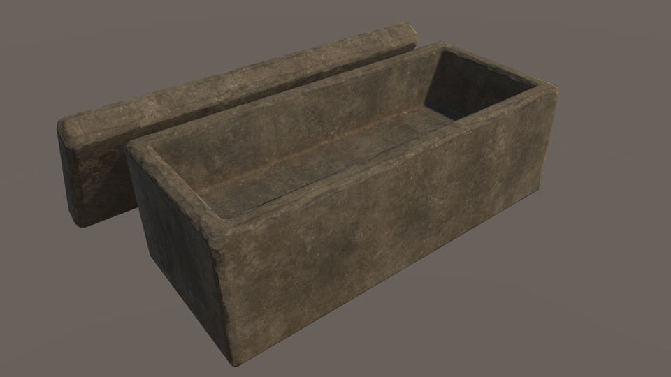 Tomb 3 - PBR concrete box Low-poly 3D model_4