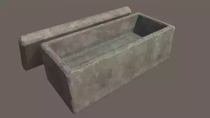 Tomb 3 - PBR concrete box Low-poly 3D model