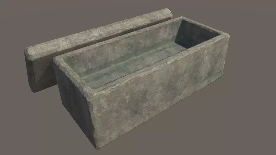 Tomb 3 - PBR concrete box Low-poly 3D model_0