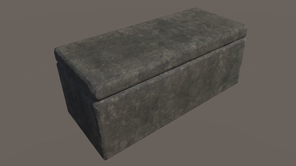 Tomb 3 - PBR concrete box Low-poly 3D model_3