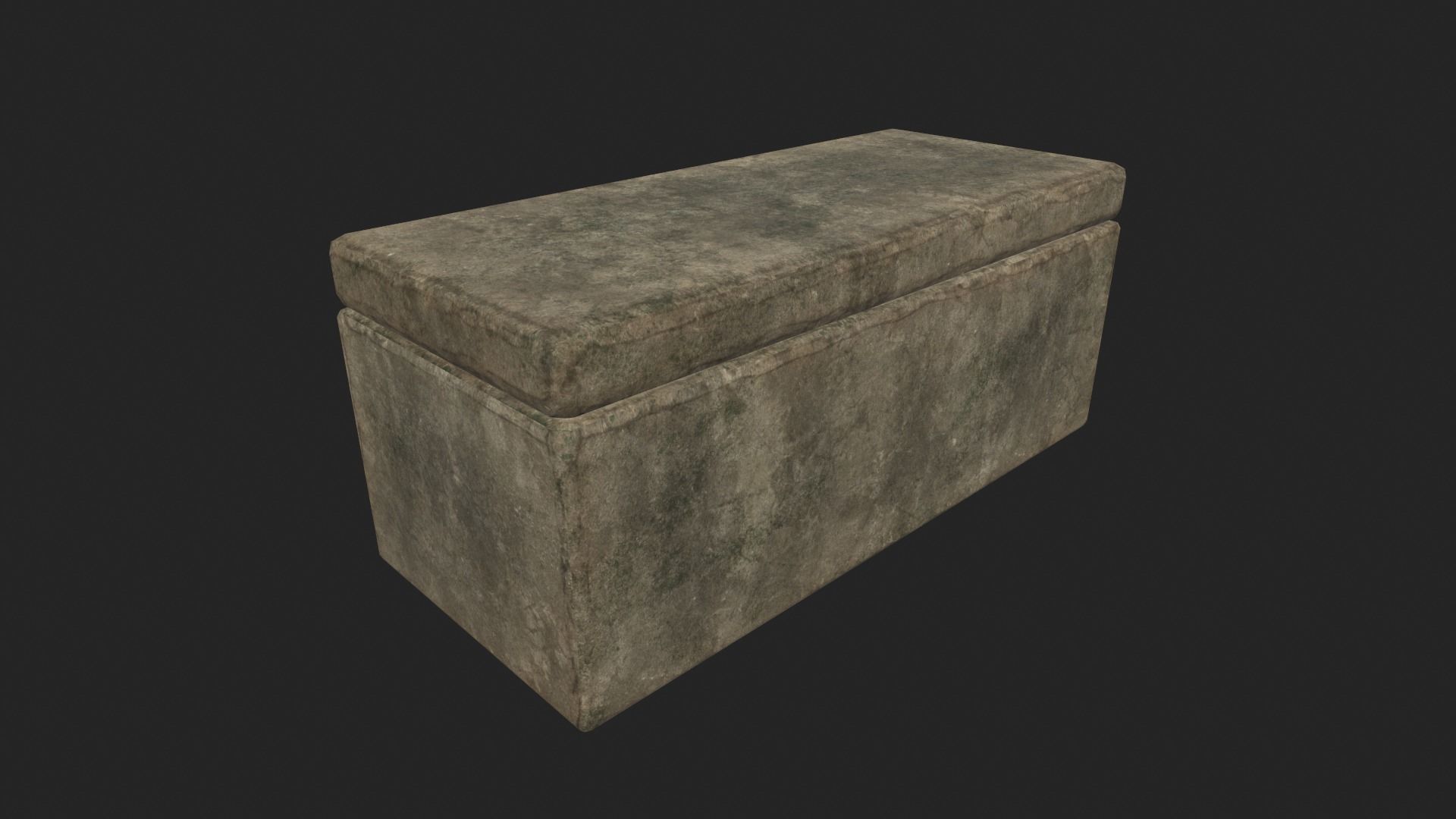 Tomb 3 - PBR concrete box Low-poly 3D model_6