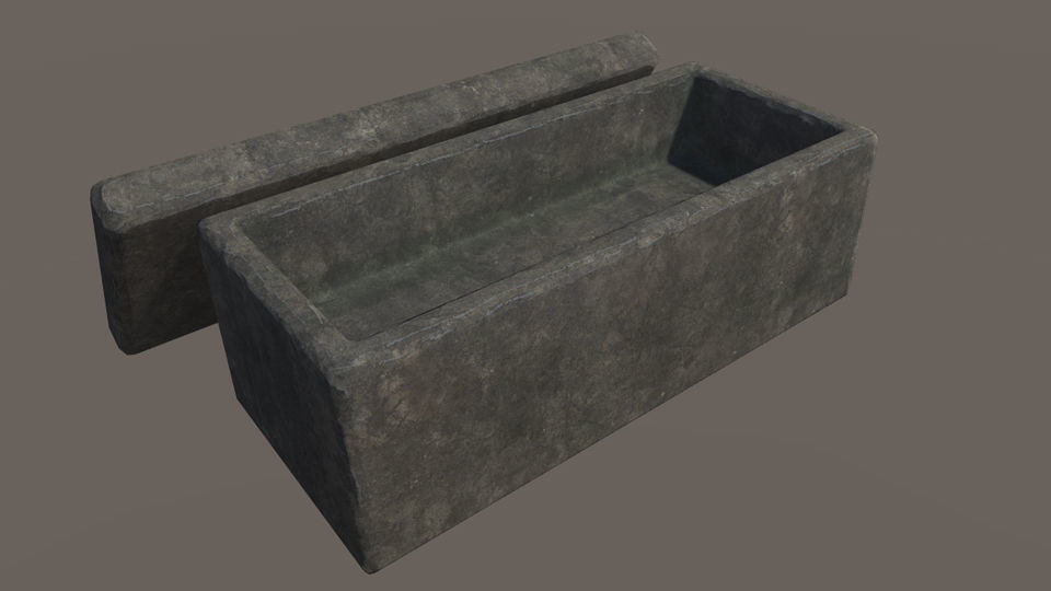 Tomb 3 - PBR concrete box Low-poly 3D model_2