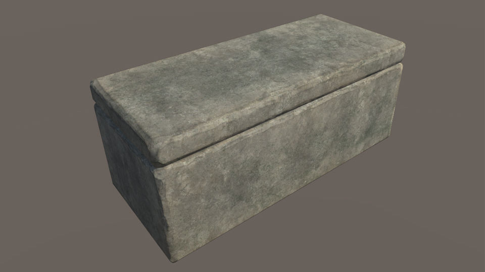 Tomb 3 - PBR concrete box Low-poly 3D model_1