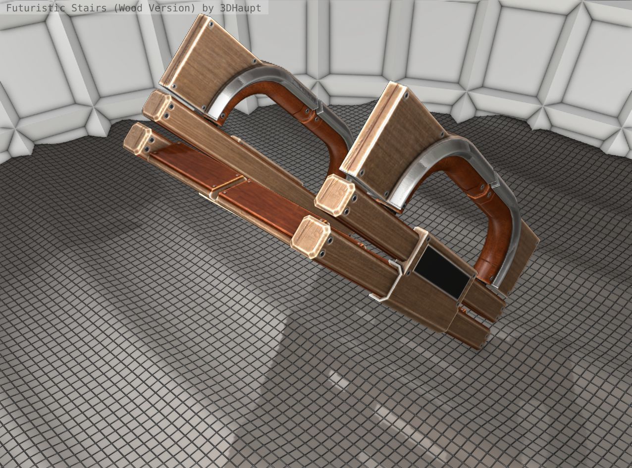 Wood Stairs - Construction Element 3 Low-poly 3D model_3