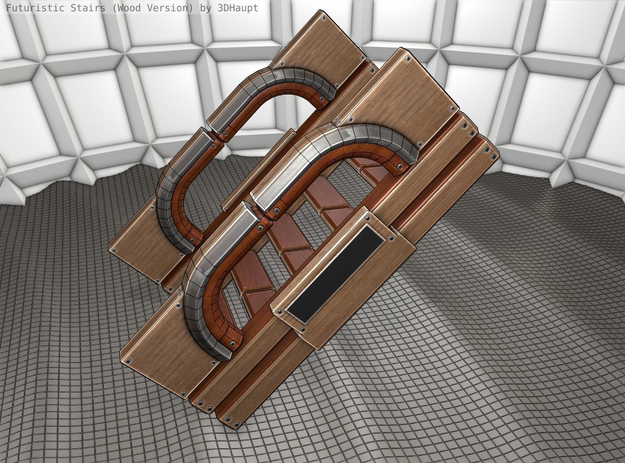 Wood Stairs - Construction Element 3 Low-poly 3D model_23