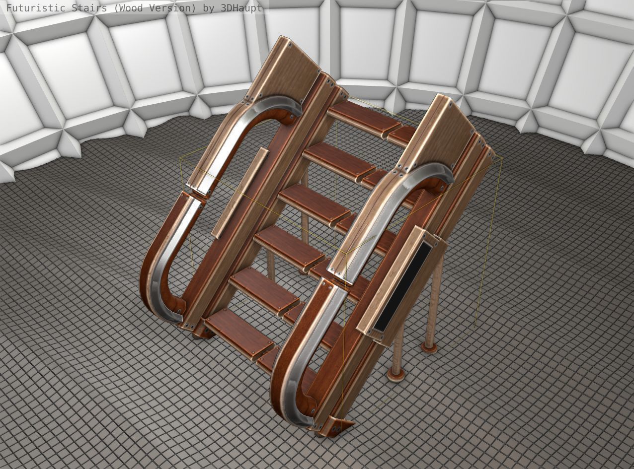 Wood Stairs - Construction Element 3 Low-poly 3D model_24