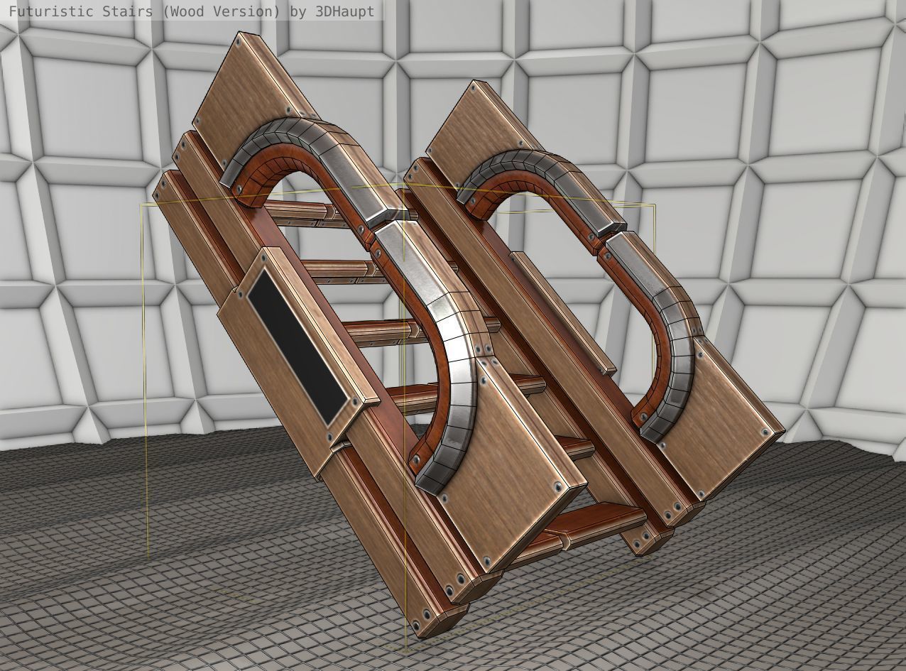 Wood Stairs - Construction Element 3 Low-poly 3D model_12