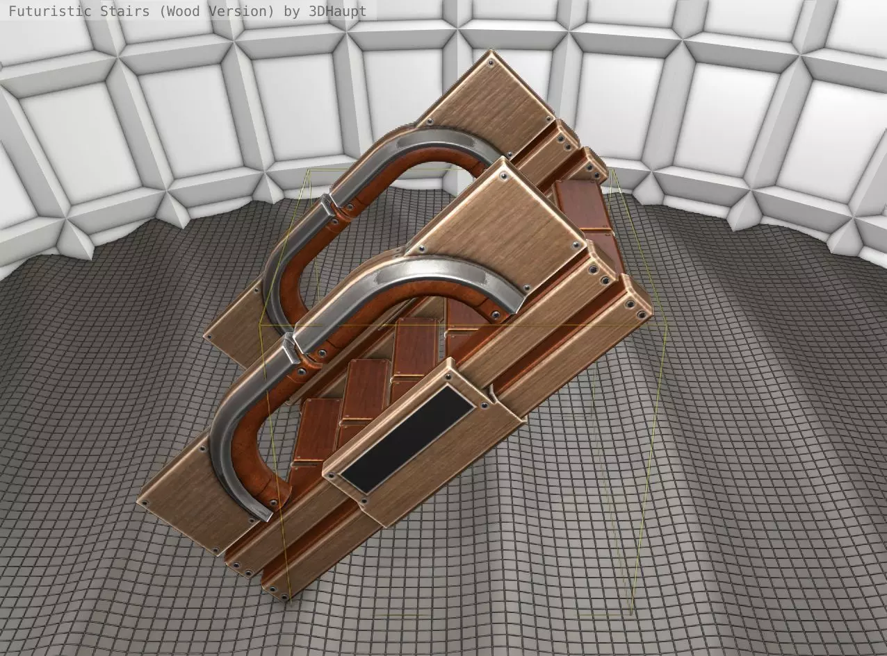 Wood Stairs - Construction Element 3 Low-poly 3D model_0
