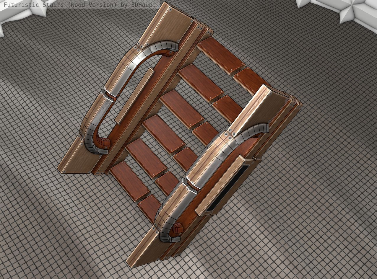 Wood Stairs - Construction Element 3 Low-poly 3D model_15