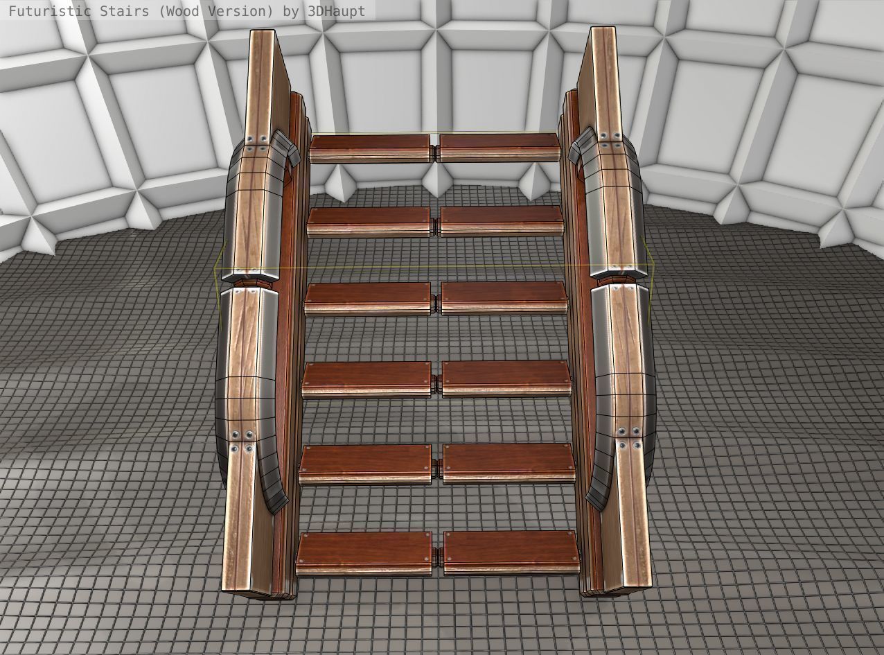 Wood Stairs - Construction Element 3 Low-poly 3D model_6