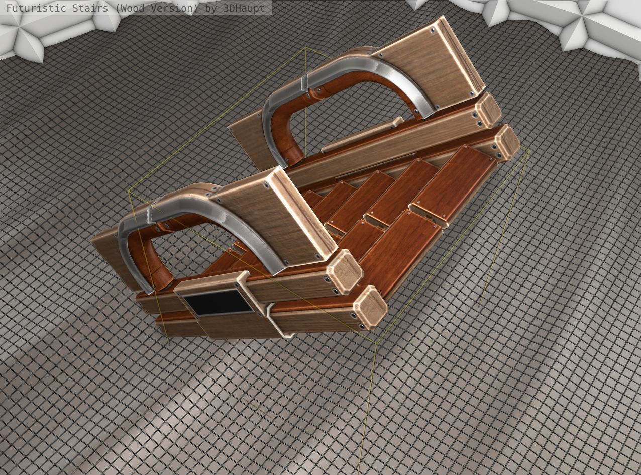 Wood Stairs - Construction Element 3 Low-poly 3D model_16