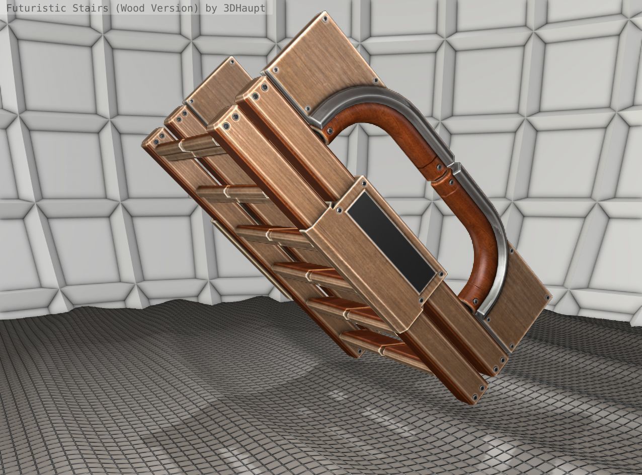 Wood Stairs - Construction Element 3 Low-poly 3D model_11