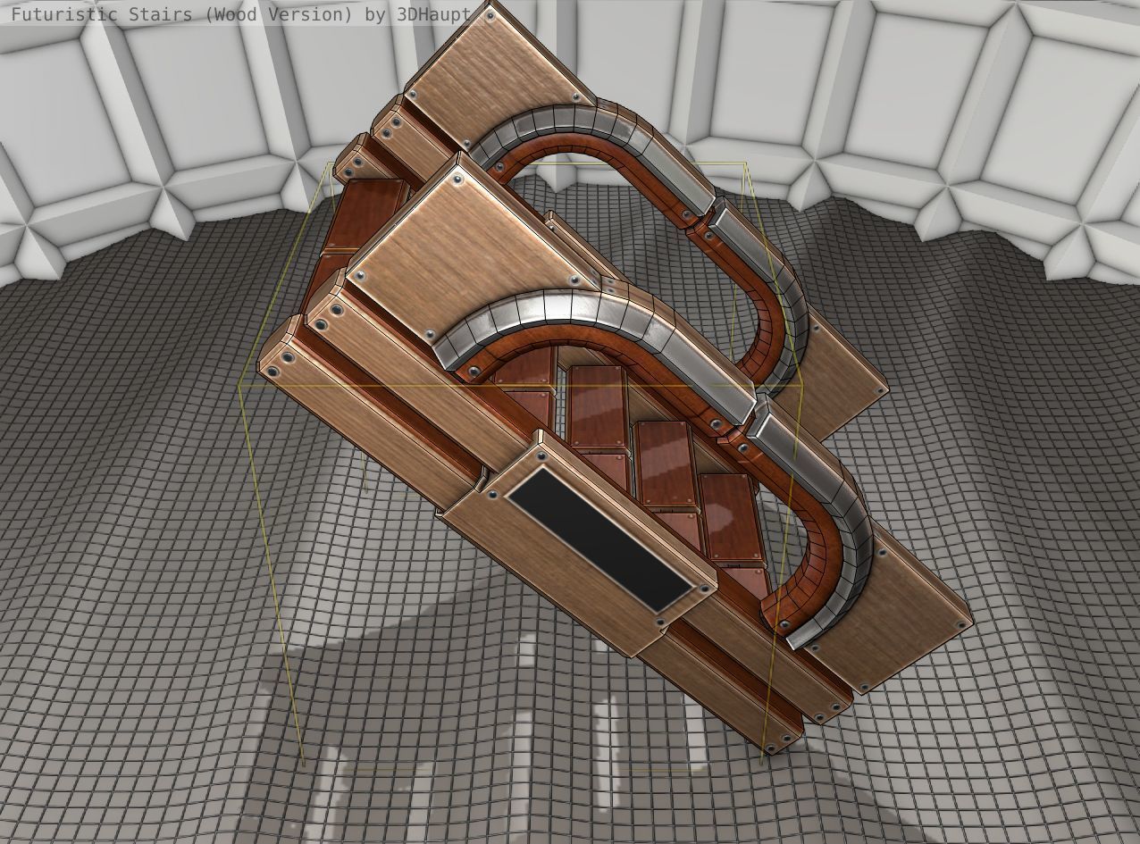 Wood Stairs - Construction Element 3 Low-poly 3D model_4