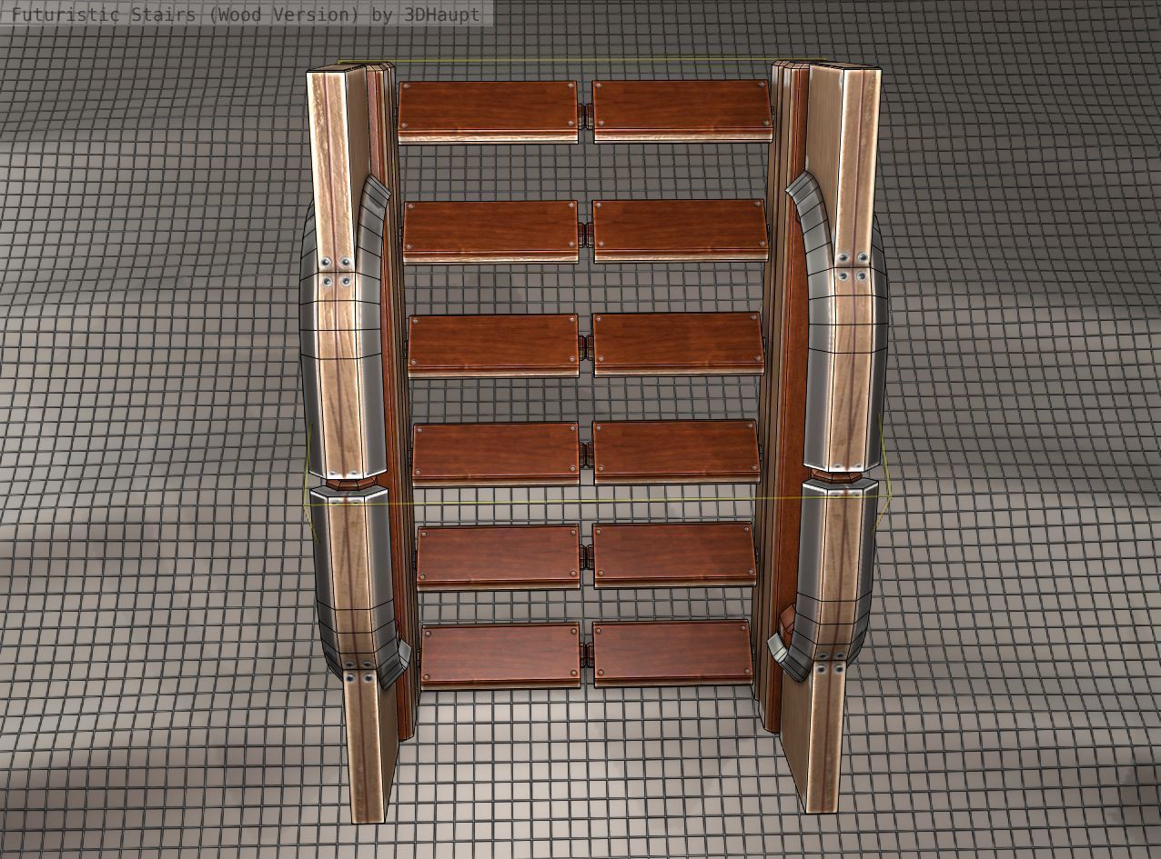 Wood Stairs - Construction Element 3 Low-poly 3D model_14
