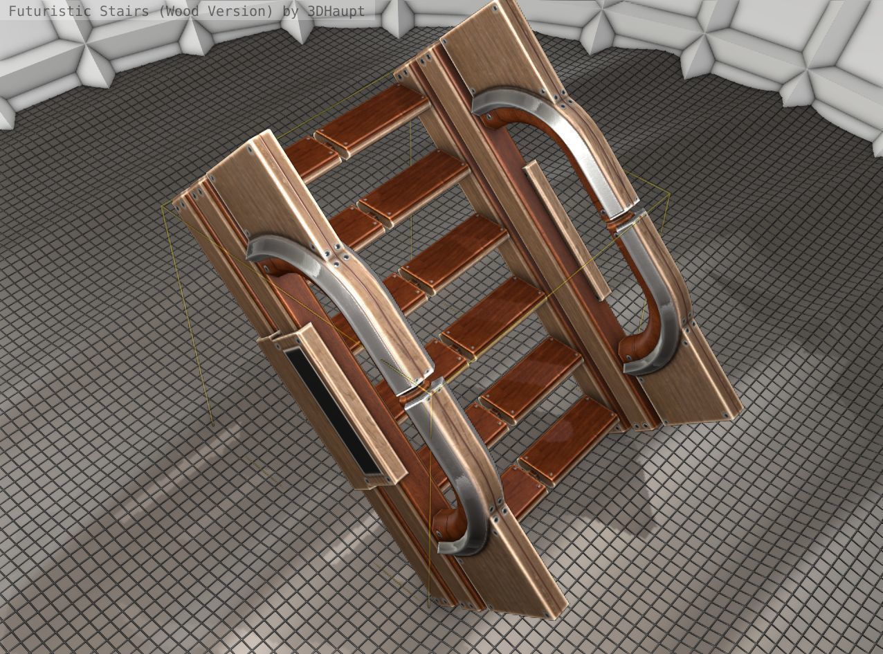 Wood Stairs - Construction Element 3 Low-poly 3D model_18