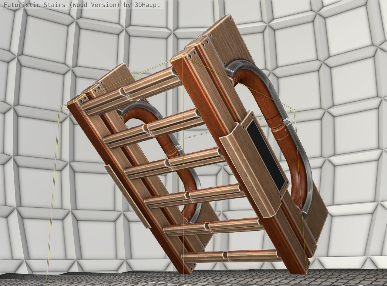 Wood Stairs - Construction Element 3 Low-poly 3D model_20