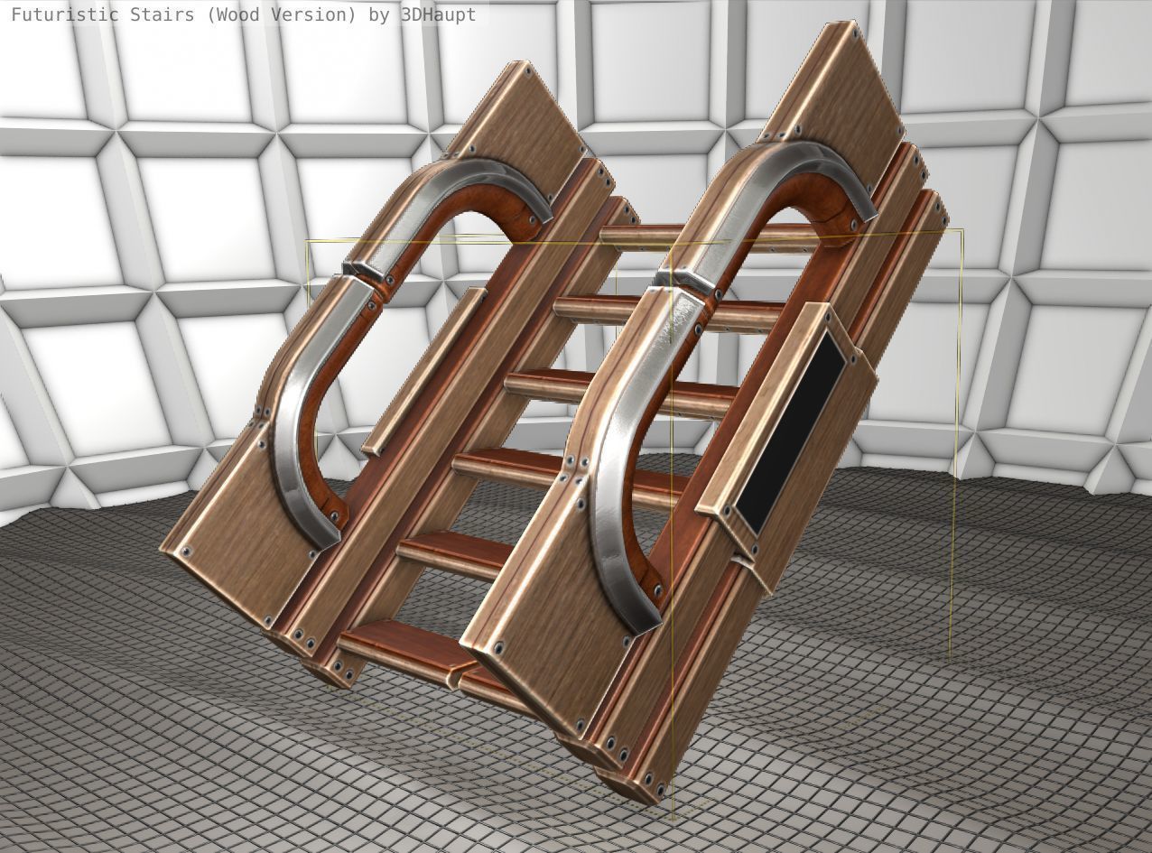 Wood Stairs - Construction Element 3 Low-poly 3D model_22