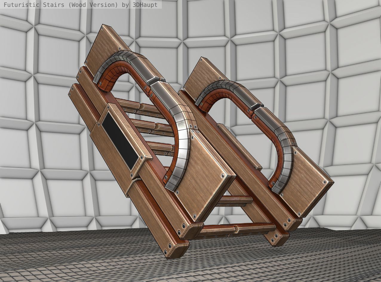 Wood Stairs - Construction Element 3 Low-poly 3D model_21
